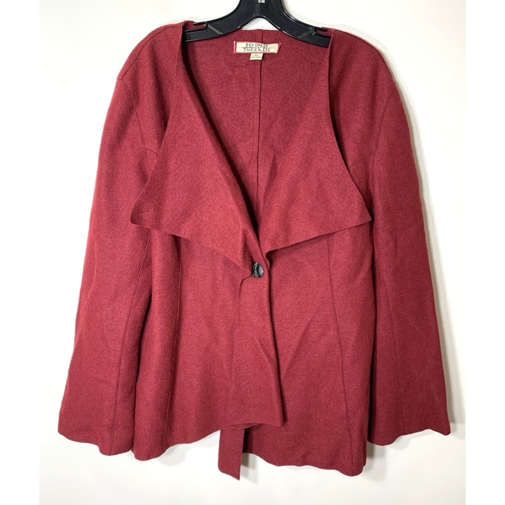 Beyond Threads Felted‎ Alpaca Wool Jacket Womens XL Cranberry "Maya" Lagenlook
